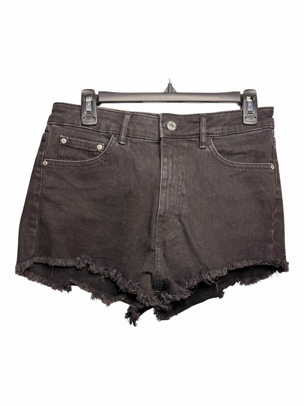 Zara Black Frayed Hem Denim Jean Shorts Size 8